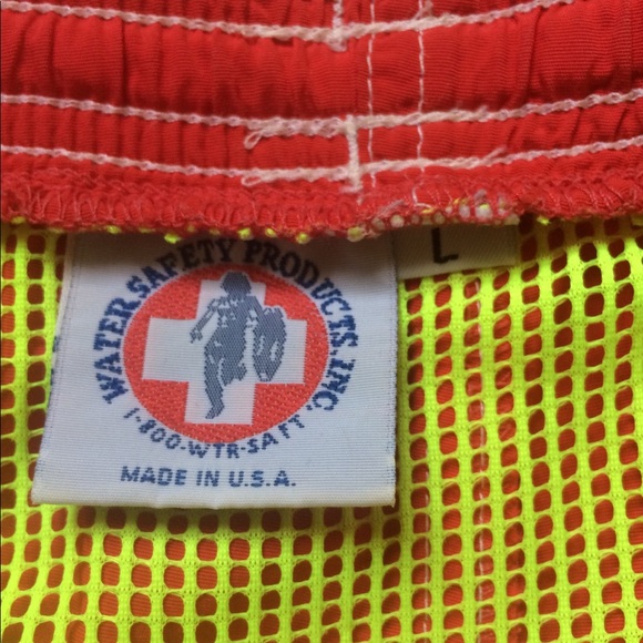 Red Lifeguard Swim Trunks - Picture 3 of 7